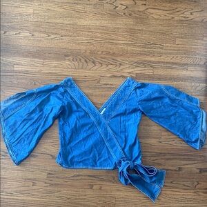 Pink Filosophy Blue Denim Wrap Top